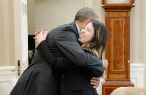 BO hugs Ebola Girl